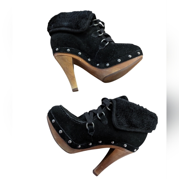 Guess Vintage Suede and Faux Fur Heeled Bootie Size 7 - Picture 4 of 11